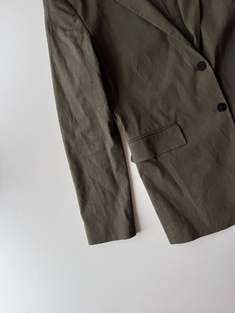 2pc THEORY Eco Crunch Olive Green Linen Blend Chino Blazer Suit Set, Size 2/4 - Picture 5 of 16